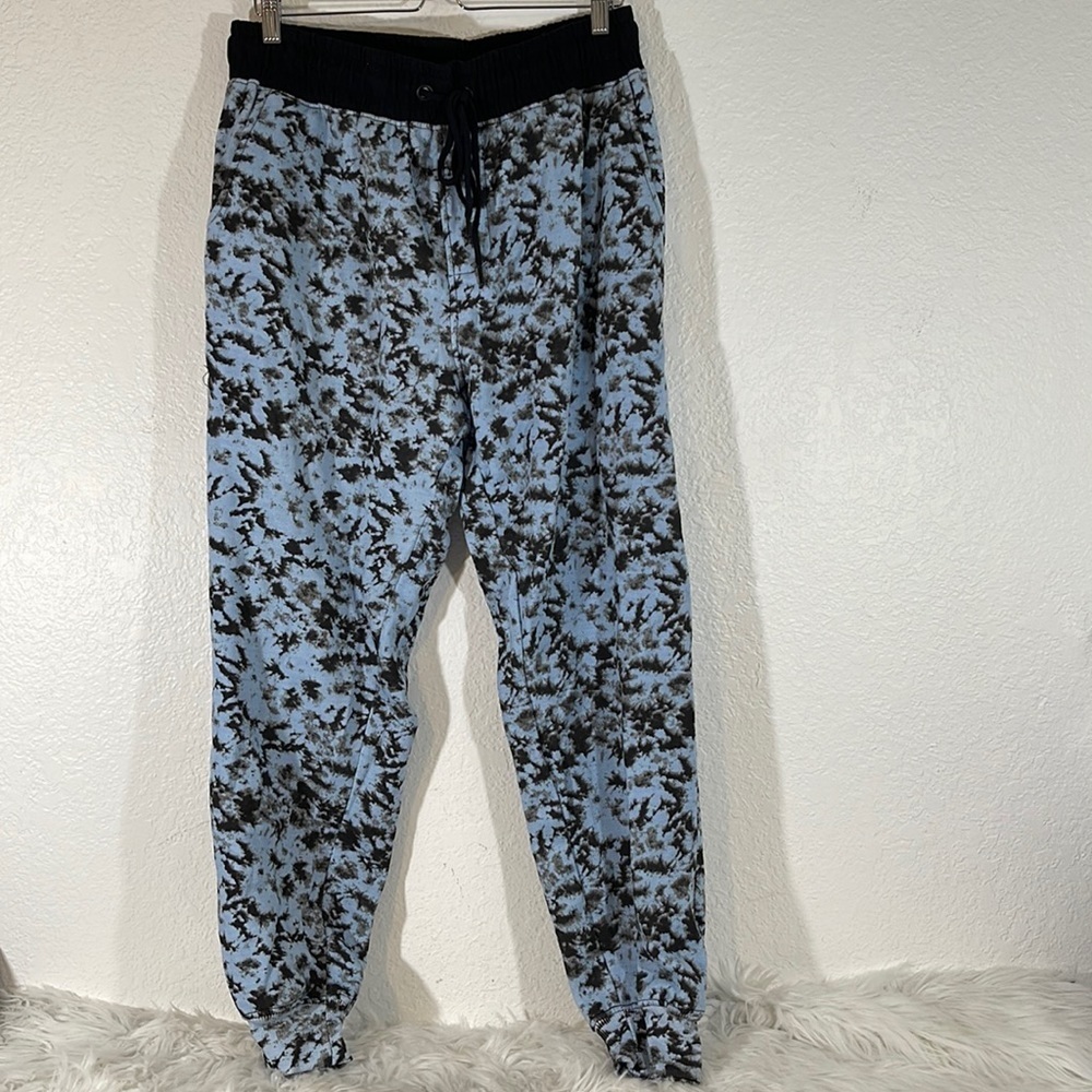 VSTR Men's Tie Dye Sweatpants Jogger Athletic Pants Blue Black 2 Front Pockets M
